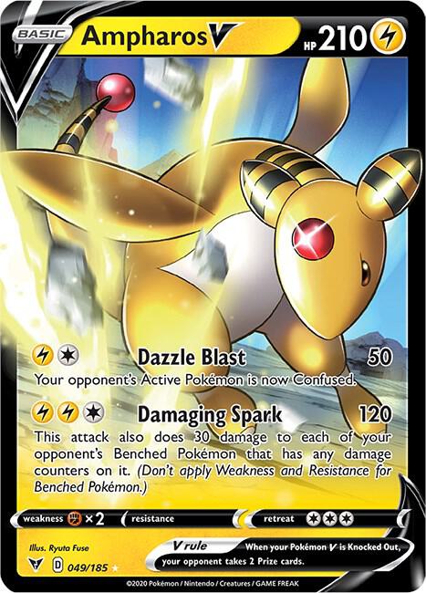 Ampharos V 049/185 card from SWSH04: Vivid Voltage