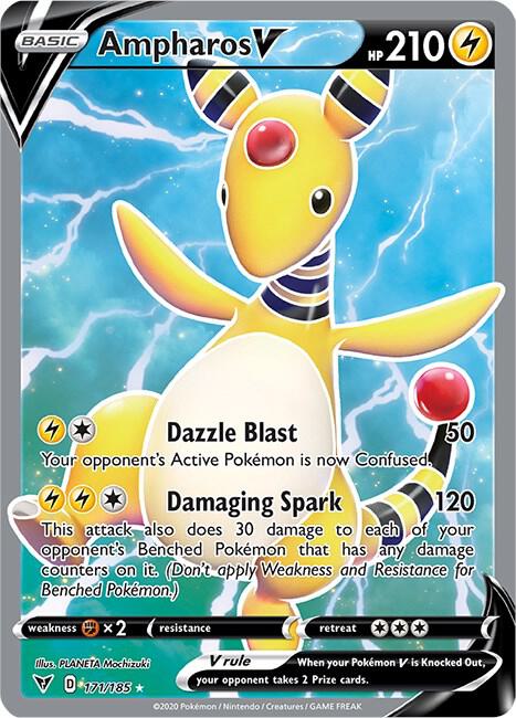 Ampharos V (Full Art) 171/185 card from SWSH04: Vivid Voltage