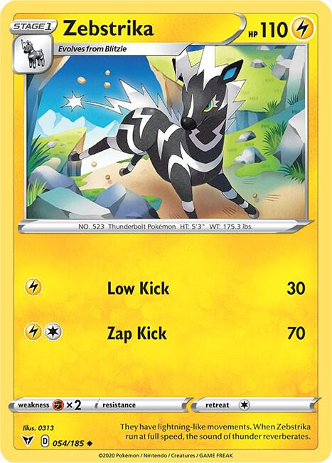 Zebstrika 054/185 card from SWSH04: Vivid Voltage
