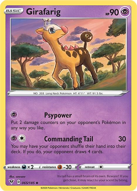 Girafarig 065/185 card from SWSH04: Vivid Voltage