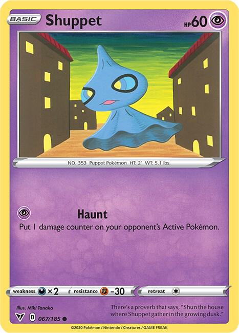 Shuppet 067/185 card from SWSH04: Vivid Voltage