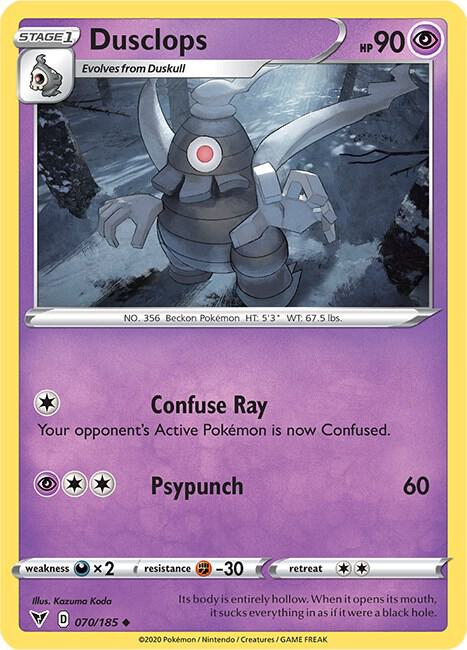 Dusclops 070/185 card from SWSH04: Vivid Voltage