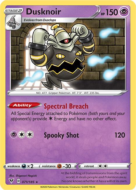 Dusknoir 071/185 card from SWSH04: Vivid Voltage