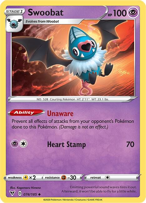 Swoobat 074/185 card from SWSH04: Vivid Voltage