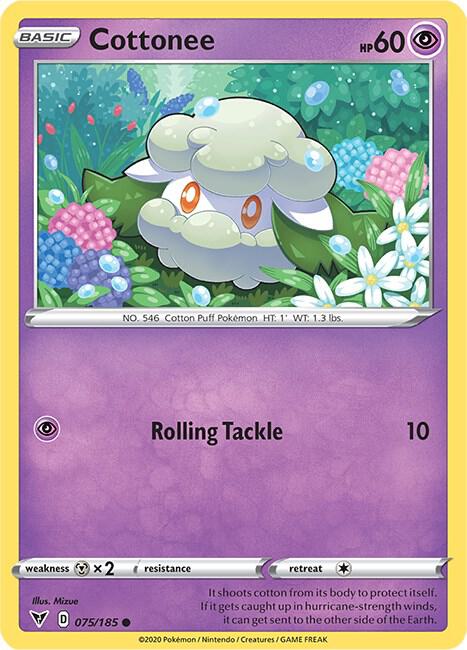 Cottonee 075/185 card from SWSH04: Vivid Voltage