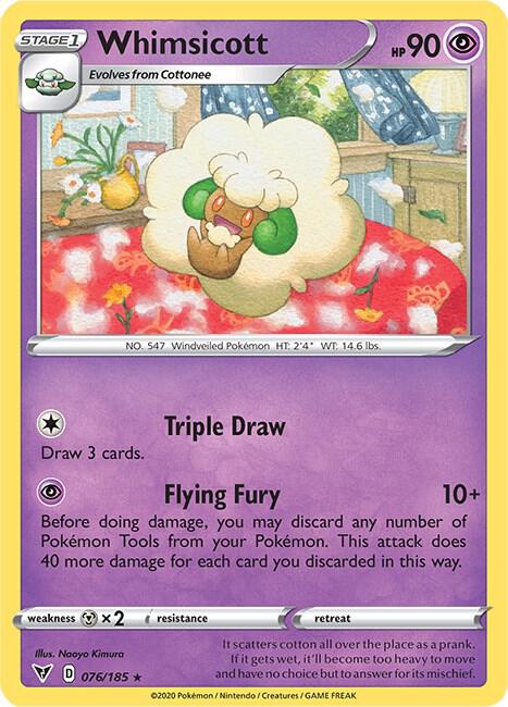Whimsicott 076/185 card from SWSH04: Vivid Voltage
