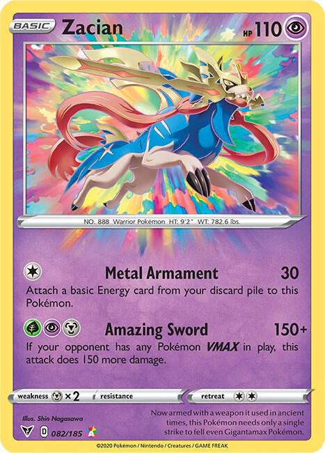 Zacian 082/185 card from SWSH04: Vivid Voltage