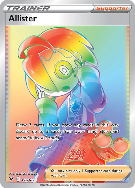 Allister (Secret) 192/185 card from SWSH04: Vivid Voltage