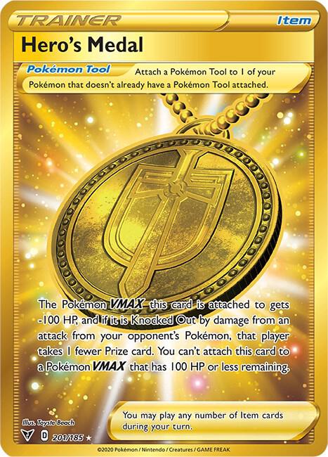 Hero's Medal (Secret) 201/185 card from SWSH04: Vivid Voltage