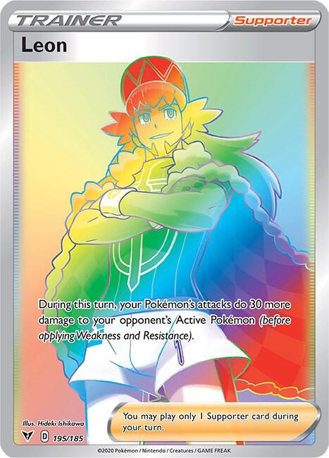 Leon (Secret) 195/185 card from SWSH04: Vivid Voltage