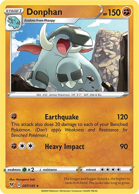 Donphan 087/185 card from SWSH04: Vivid Voltage