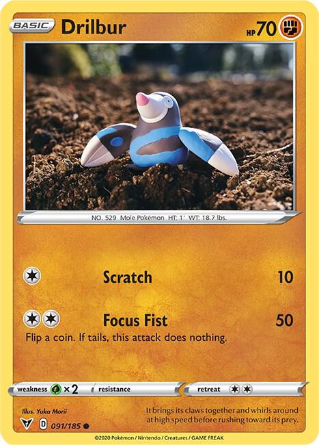 Drilbur 091/185 card from SWSH04: Vivid Voltage