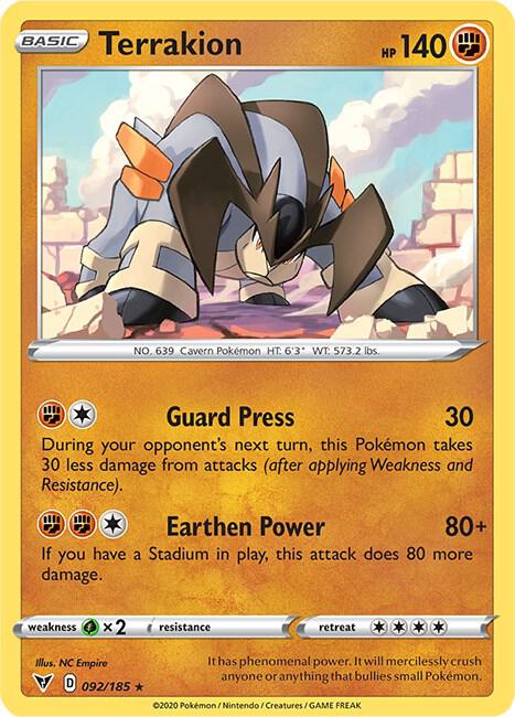 Terrakion 092/185 card from SWSH04: Vivid Voltage