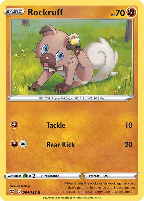 Rockruff 094/185 card from SWSH04: Vivid Voltage