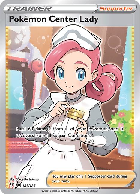 Pokemon Center Lady (Full Art) 185/185 card from SWSH04: Vivid Voltage