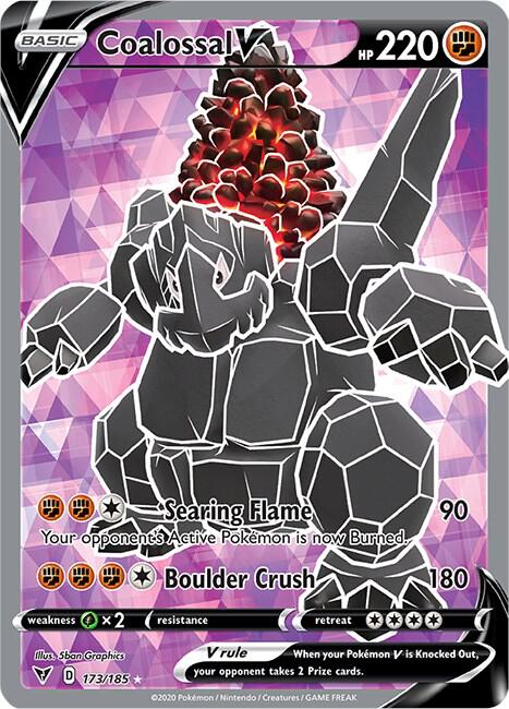 Coalossal V (Full Art) 173/185 card from SWSH04: Vivid Voltage
