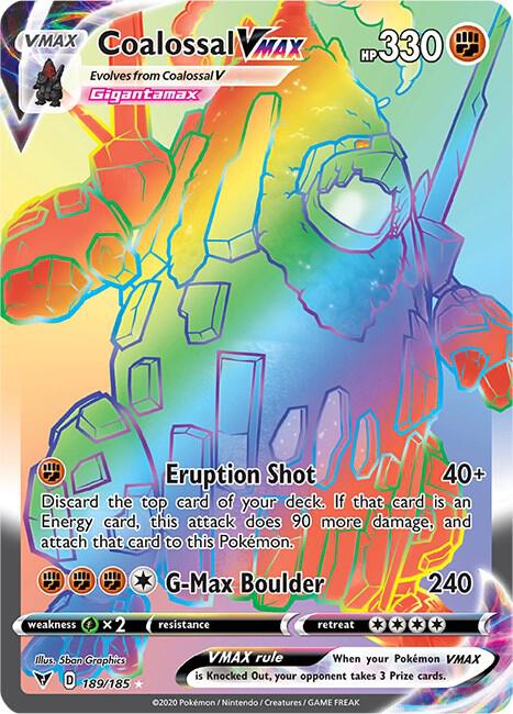 Coalossal VMAX (Secret) 189/185 card from SWSH04: Vivid Voltage