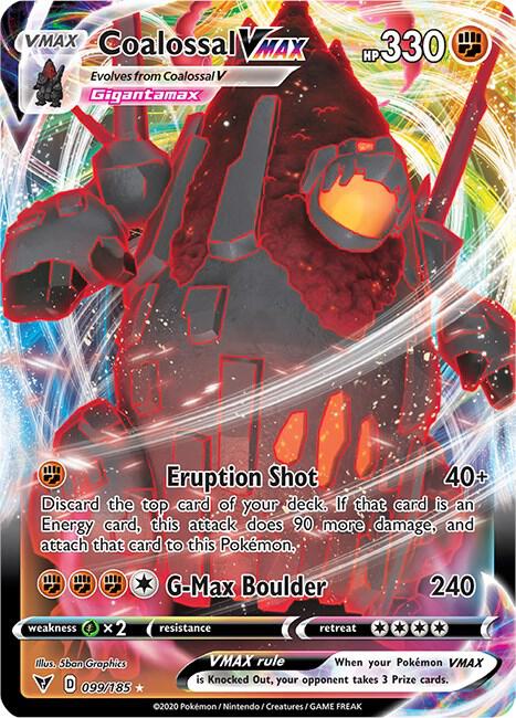 Coalossal VMAX 099/185 card from SWSH04: Vivid Voltage