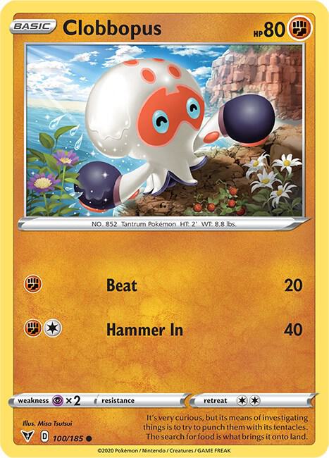 Clobbopus 100/185 card from SWSH04: Vivid Voltage