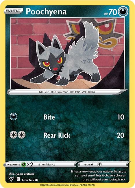 Poochyena 103/185 card from SWSH04: Vivid Voltage