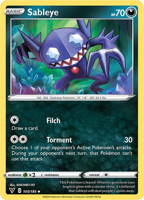 Sableye 105/185 card from SWSH04: Vivid Voltage