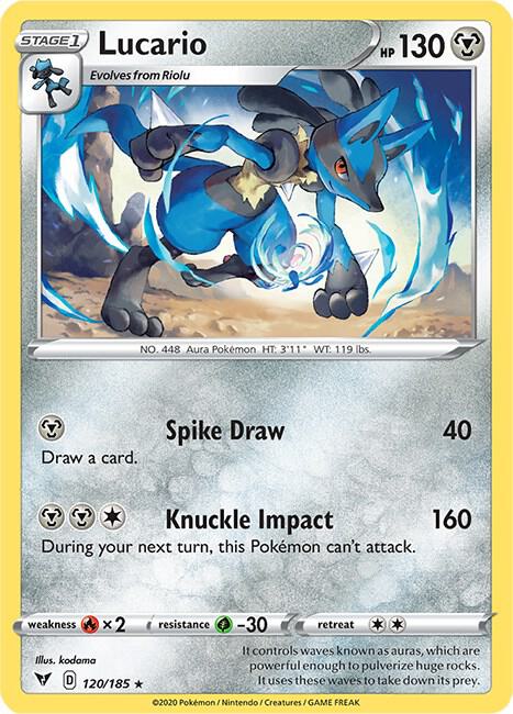 Lucario 120/185 card from SWSH04: Vivid Voltage
