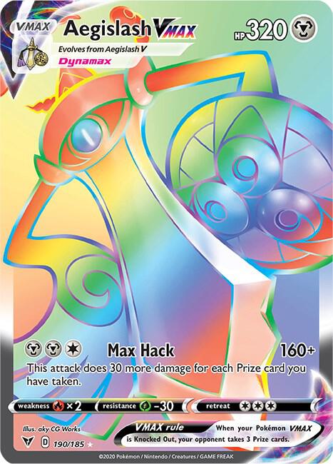 Aegislash VMAX (Secret) 190/185 card from SWSH04: Vivid Voltage