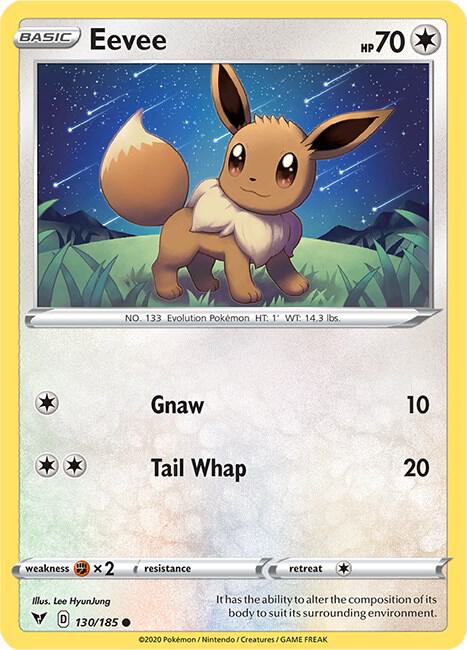Eevee 130/185 card from SWSH04: Vivid Voltage