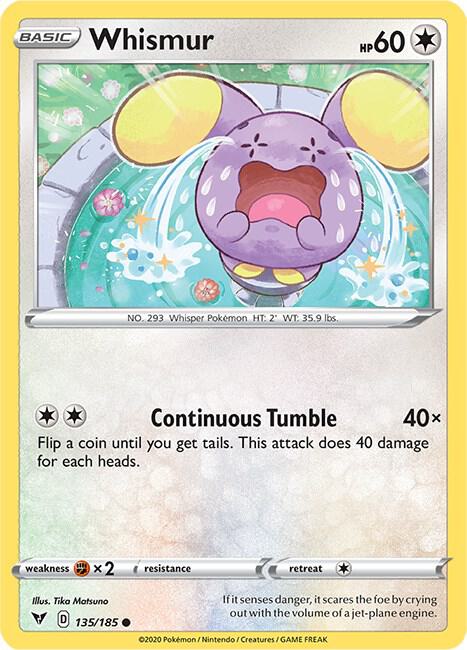 Whismur 135/185 card from SWSH04: Vivid Voltage