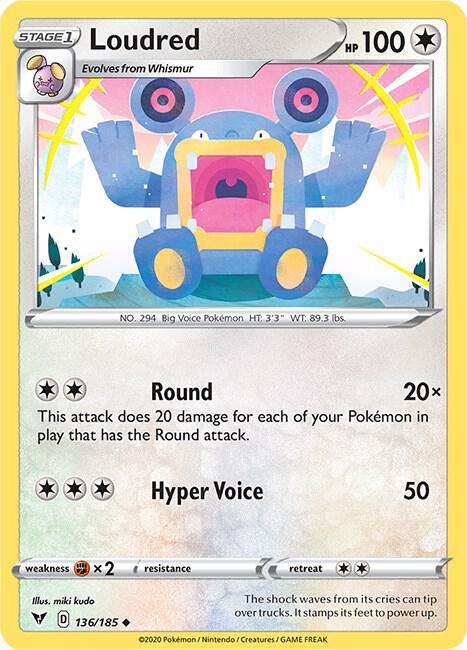 Loudred 136/185 card from SWSH04: Vivid Voltage