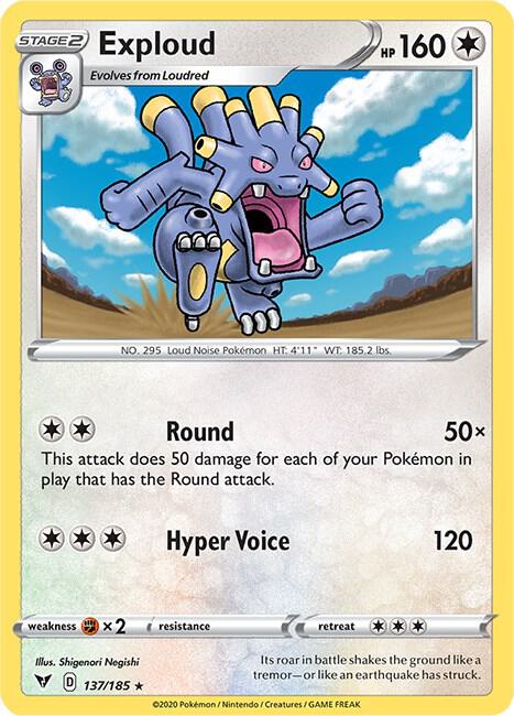 Exploud 137/185 card from SWSH04: Vivid Voltage