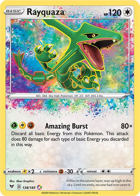 Rayquaza 138/185 card from SWSH04: Vivid Voltage