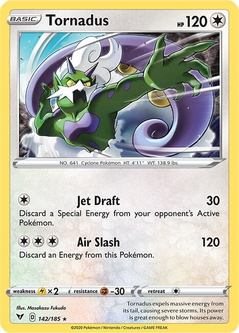 Tornadus 142/185 card from SWSH04: Vivid Voltage