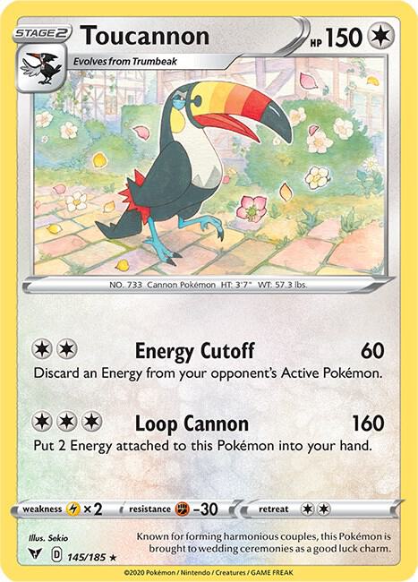 Toucannon 145/185 card from SWSH04: Vivid Voltage