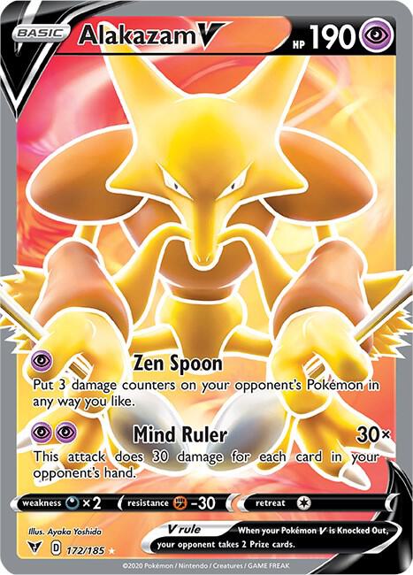Alakazam V (Full Art) 172/185 card from SWSH04: Vivid Voltage