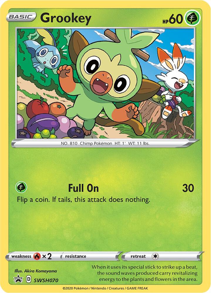 Grookey SWSH070 card from SWSH: Sword & Shield Promo Cards