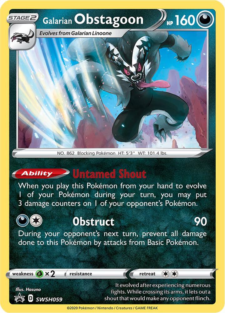 Galarian Obstagoon SWSH059 card from SWSH: Sword & Shield Promo Cards