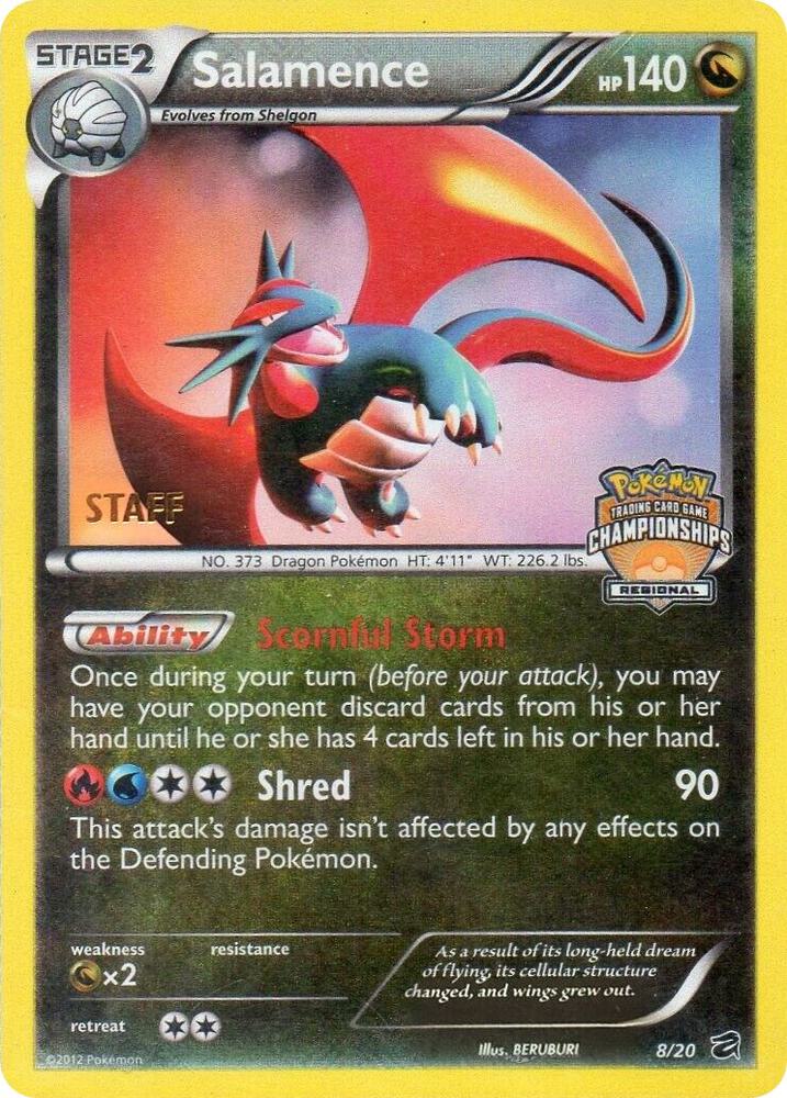 Salamence - 8/20 (Regional Championships) [Staff] 008/020 card from League & Championship Cards