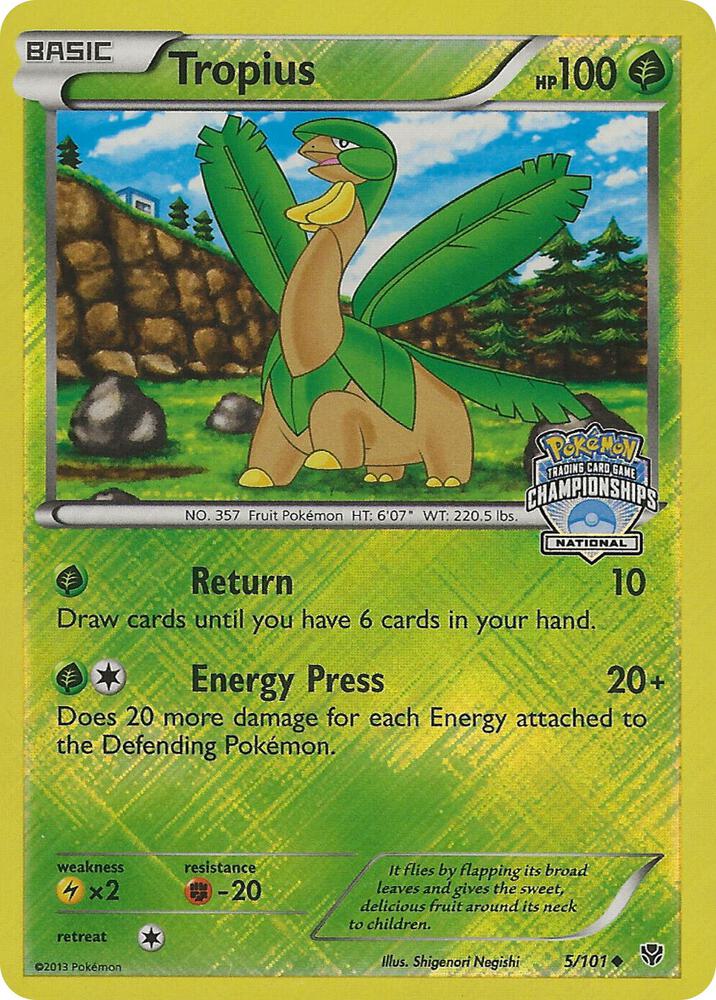 Tropius - 5/101 (National Championships) 005/101 card from League & Championship Cards