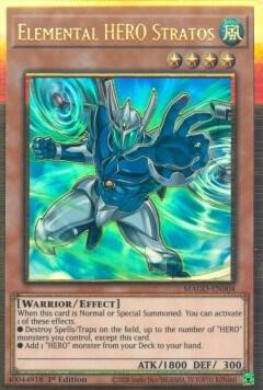 Elemental HERO Stratos MAGO-EN004 card from Maximum Gold