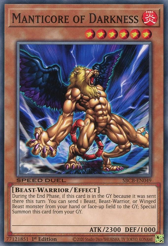 Manticore of Darkness SBCB-EN049 card from Speed Duel: Battle City Box
