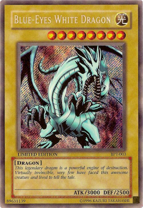 Blue-Eyes White Dragon BPT-003 card from 2002 Collectors Tin