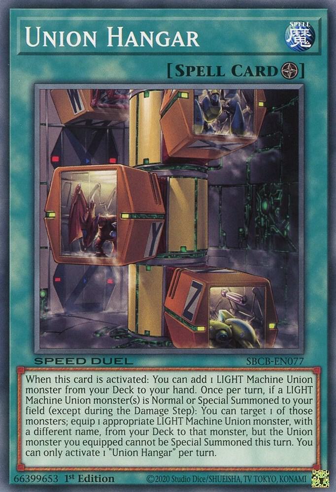 Union Hangar SBCB-EN077 card from Speed Duel: Battle City Box