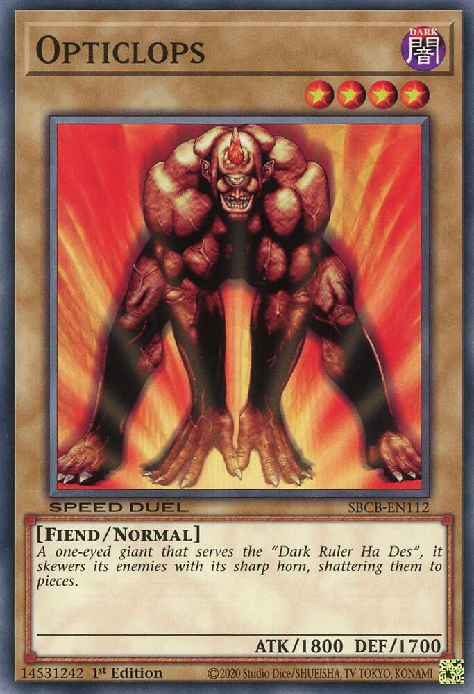 Opticlops SBCB-EN112 card from Speed Duel: Battle City Box