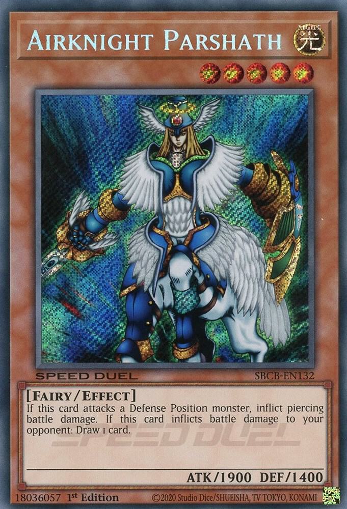 Airknight Parshath (Secret) SBCB-EN132 card from Speed Duel: Battle City Box