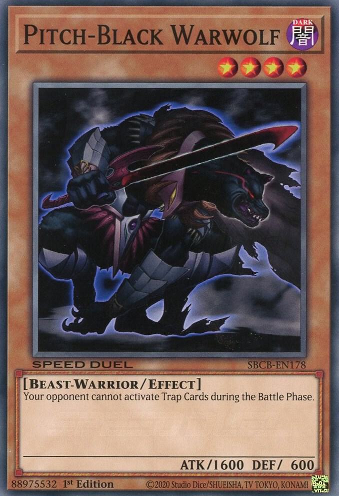 Pitch-Black Warwolf SBCB-EN178 card from Speed Duel: Battle City Box