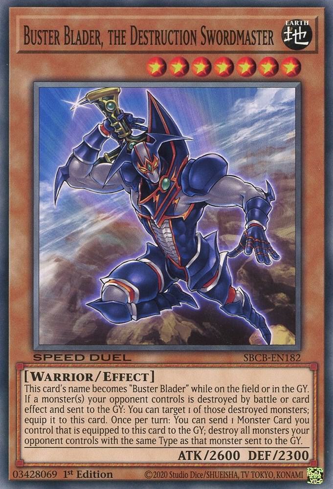 Buster Blader, the Destruction Swordmaster SBCB-EN182 card from Speed Duel: Battle City Box