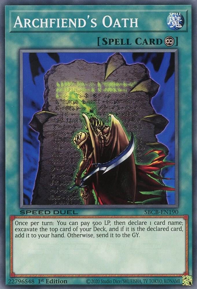 Archfiend's Oath SBCB-EN190 card from Speed Duel: Battle City Box