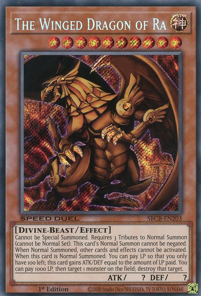 The Winged Dragon of Ra SBCB-EN203 card from Speed Duel: Battle City Box