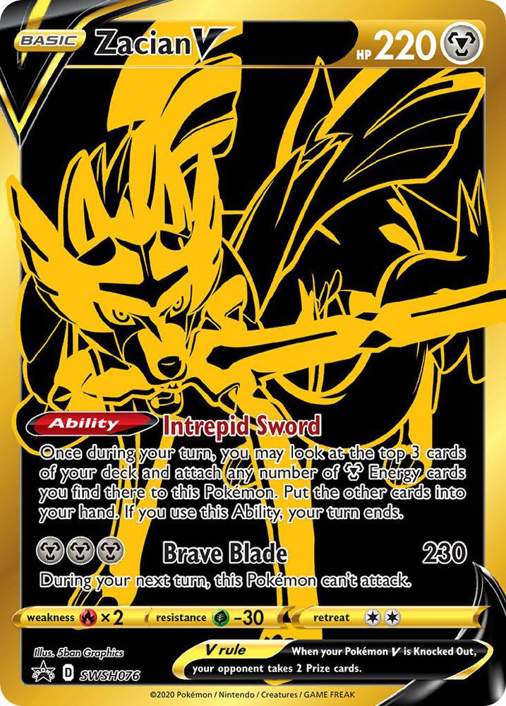 Zacian V SWSH076 card from SWSH: Sword & Shield Promo Cards